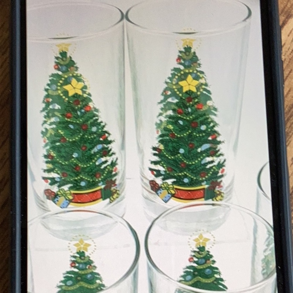 CHRISTMAS TREE Drinkware Set of 6   Home Interiors ORIGINAL BOX EVC 12 Oz.